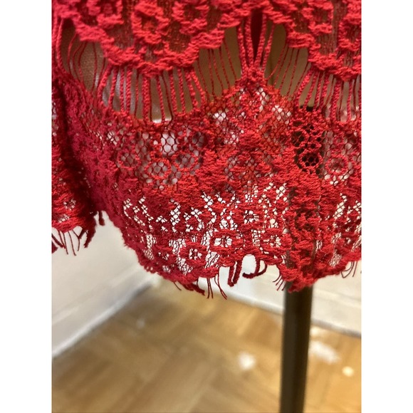NWT Intimately‎ Free People Open Back Red Lace High Neck Bodycon Dress Size Med - Picture 2 of 16